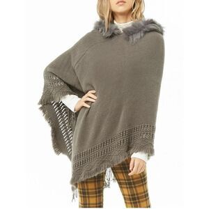 🆕 Faux Fur Trimmed Knit‎ Poncho